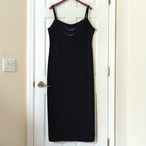 Teddi Evening 80's Vintage Velvet Sleeveless Ruffled Bust Maxi Dress Navy 18